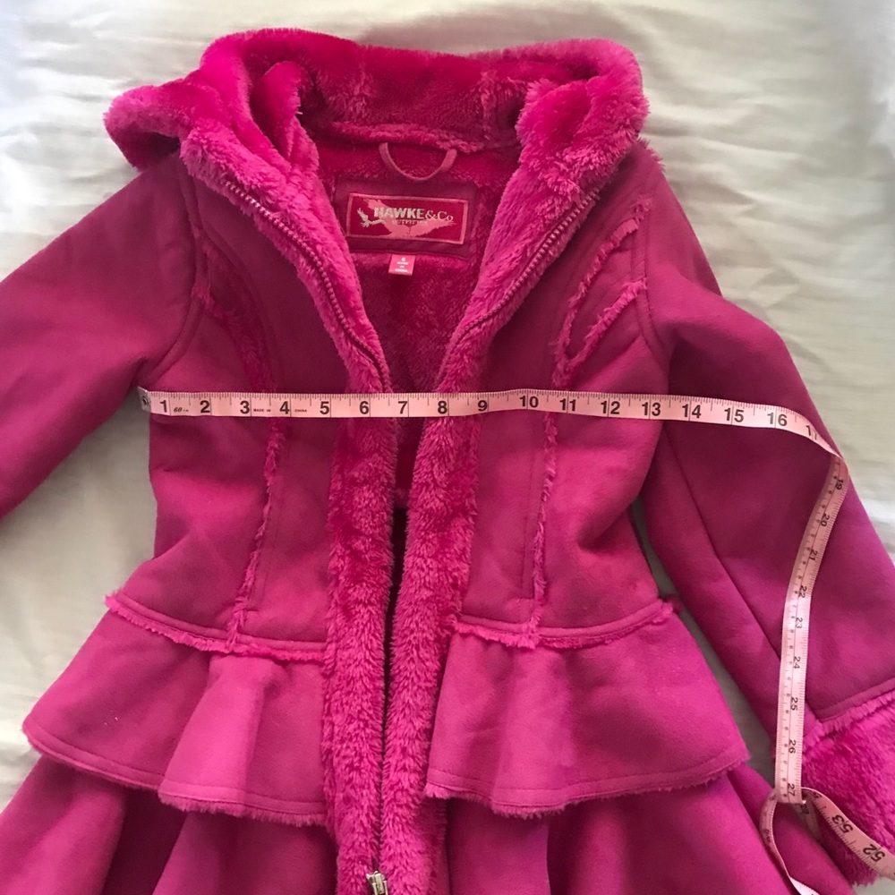 Girls size 6 fur magenta, pink warm coat